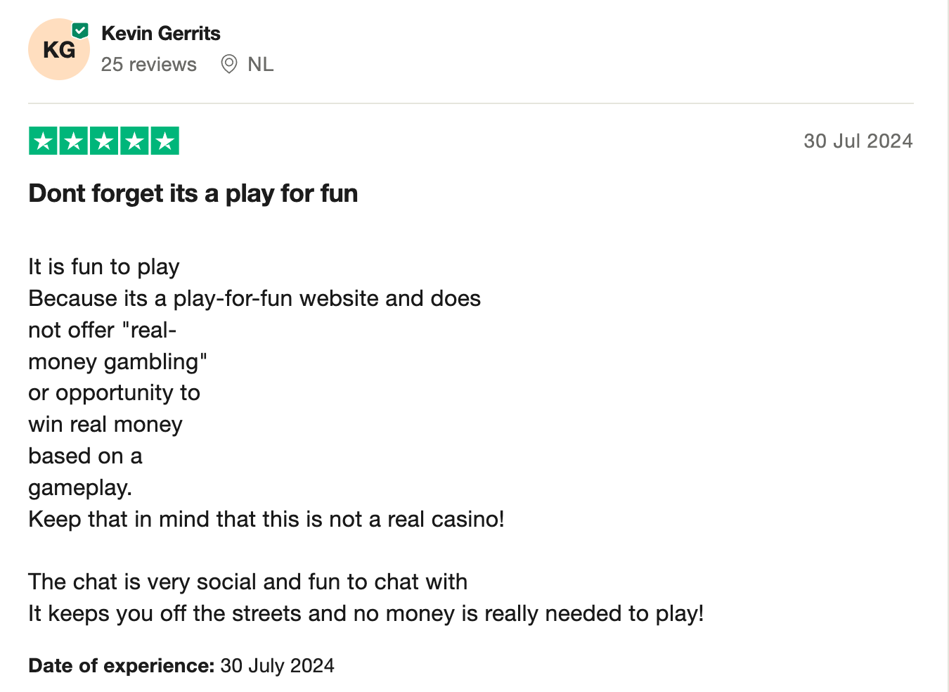 Trustpilot review on LuckyBird casino