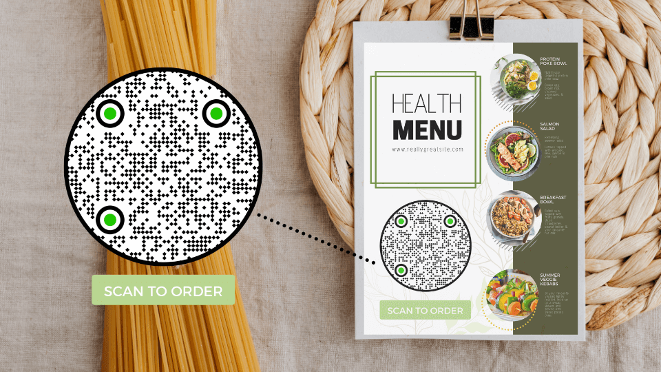 Circular QR Code on a restaurant menu