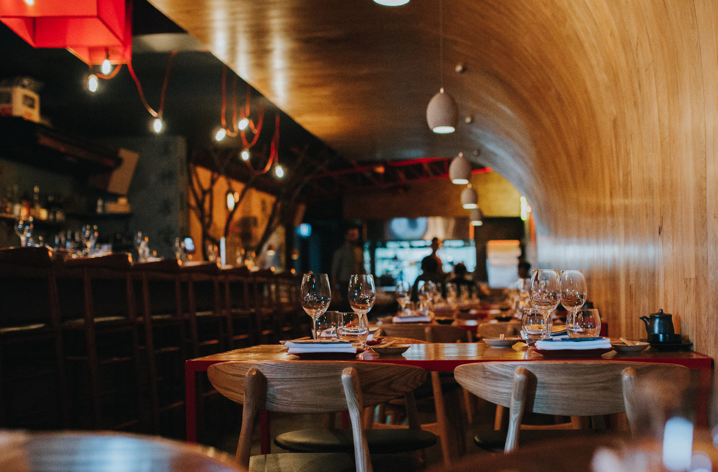 a japanese gold coast restaurant with curved walls