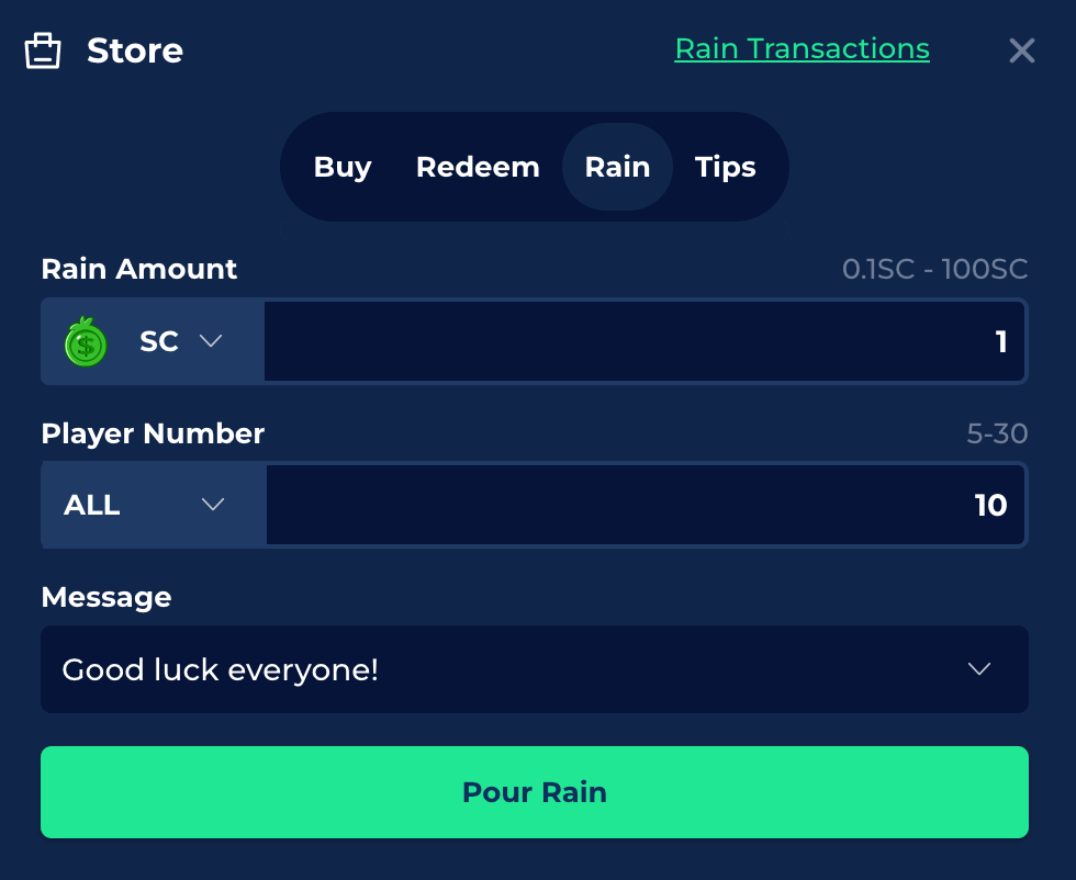 Sending other players SC coins on LuckyBird casino