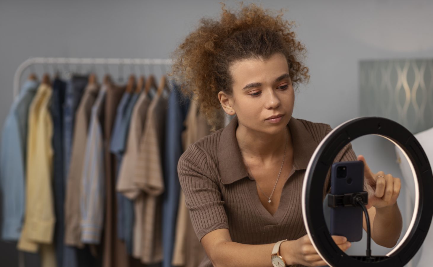Customer getting ready to film a user-generated product review