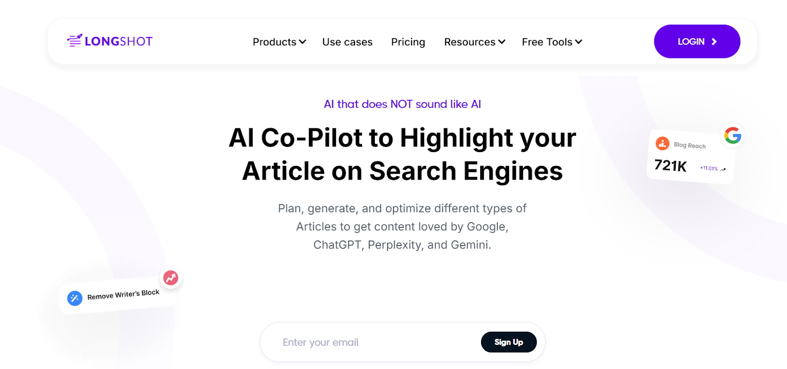 Longshot ai homepage