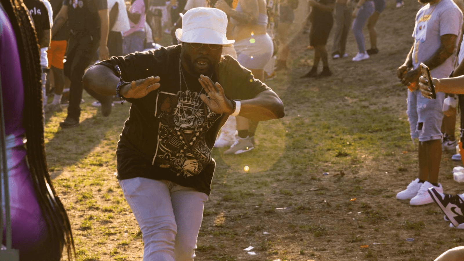 A person dancing in a crowd